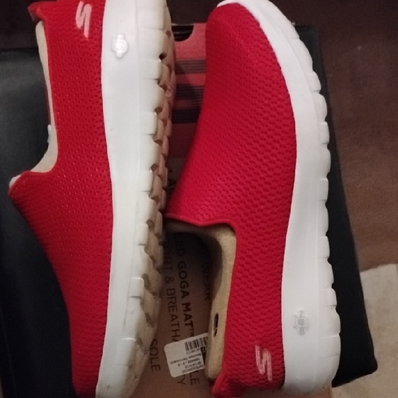 Skechers Women's Red Mesh Slip-On Sneakers - Picture 8 of 8